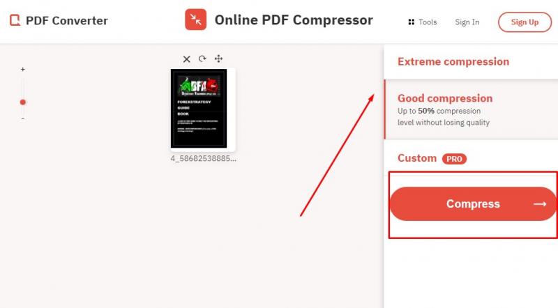 Compress PDF file with PDFConverter Step2