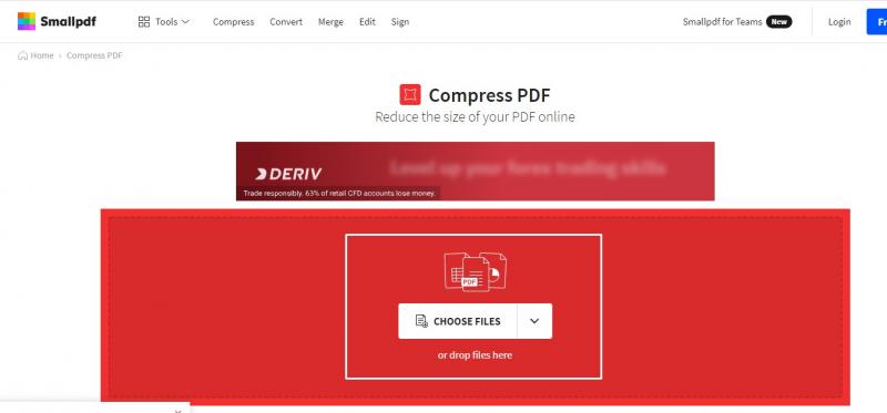 Compress PDF file with SmallPDF Step1