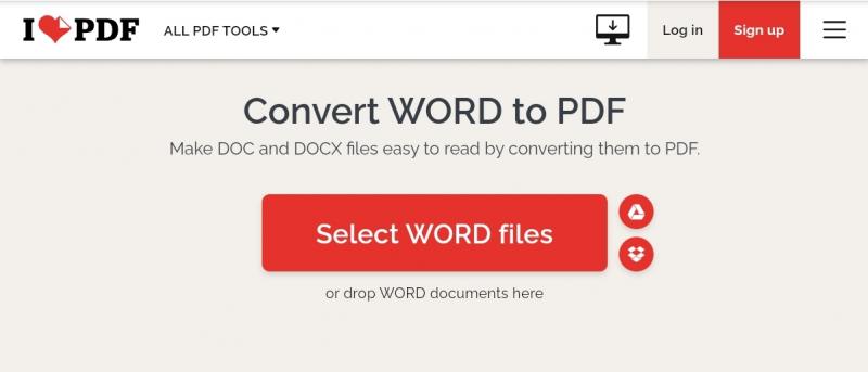 Convert word doc to pdf in iLovePDF