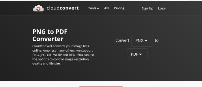Converting PNG to PDF with CloudConvert