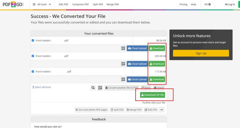 how to split a PDF_PDF2GO step 3