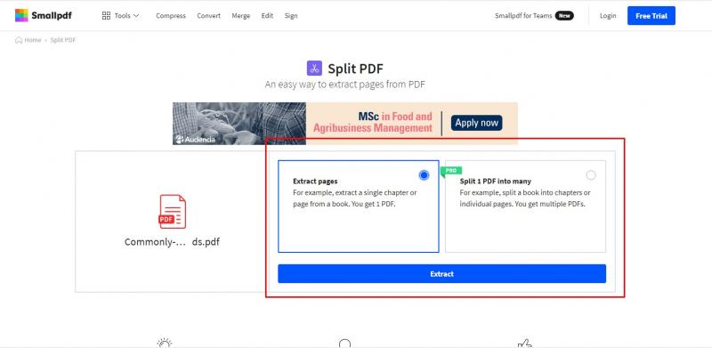 how to split a PDF_SmallPDF step 1