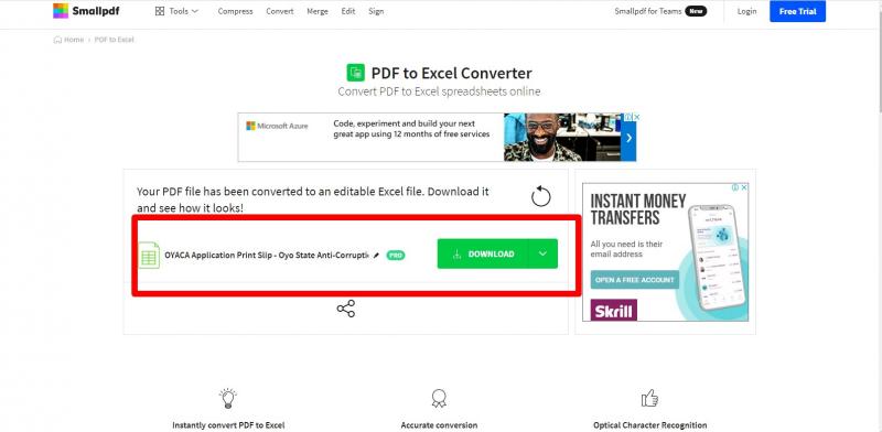 convert pdf to excel free online_Smallpdf step3