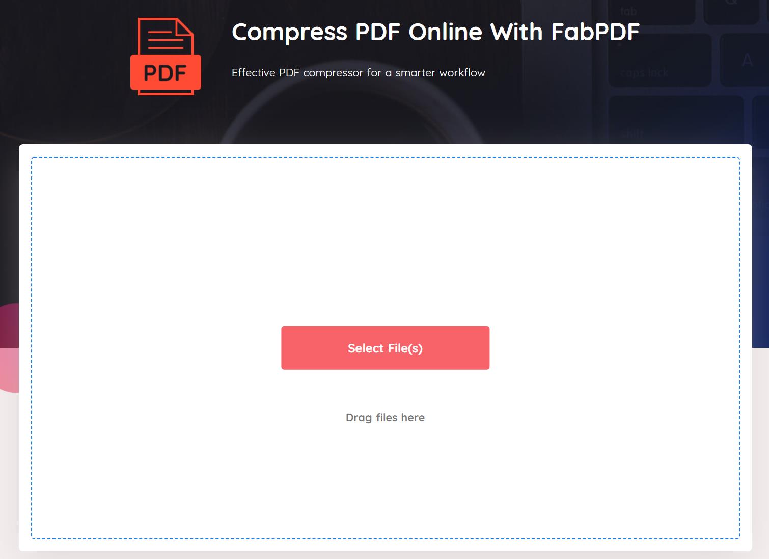 Compress PDF file with VancePDF Step1